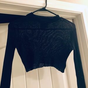 UNIF Black Sheer Crop Top